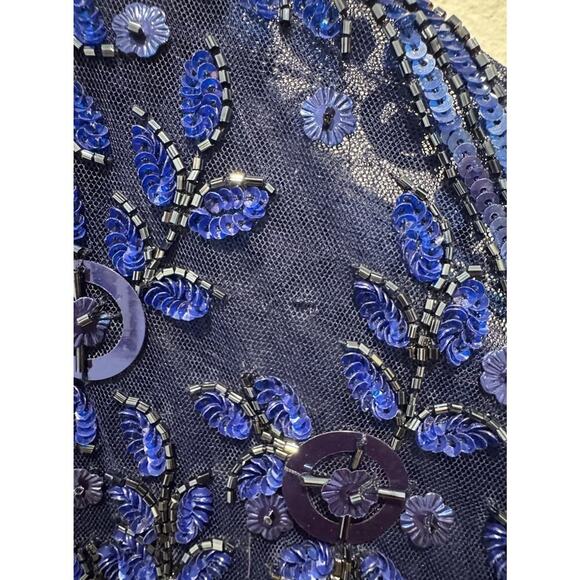 Mac Duggal Blue Gown Womens 10 Style# 4611D Embellished Beaded Dress Sequin READ - Picture 12 of 16